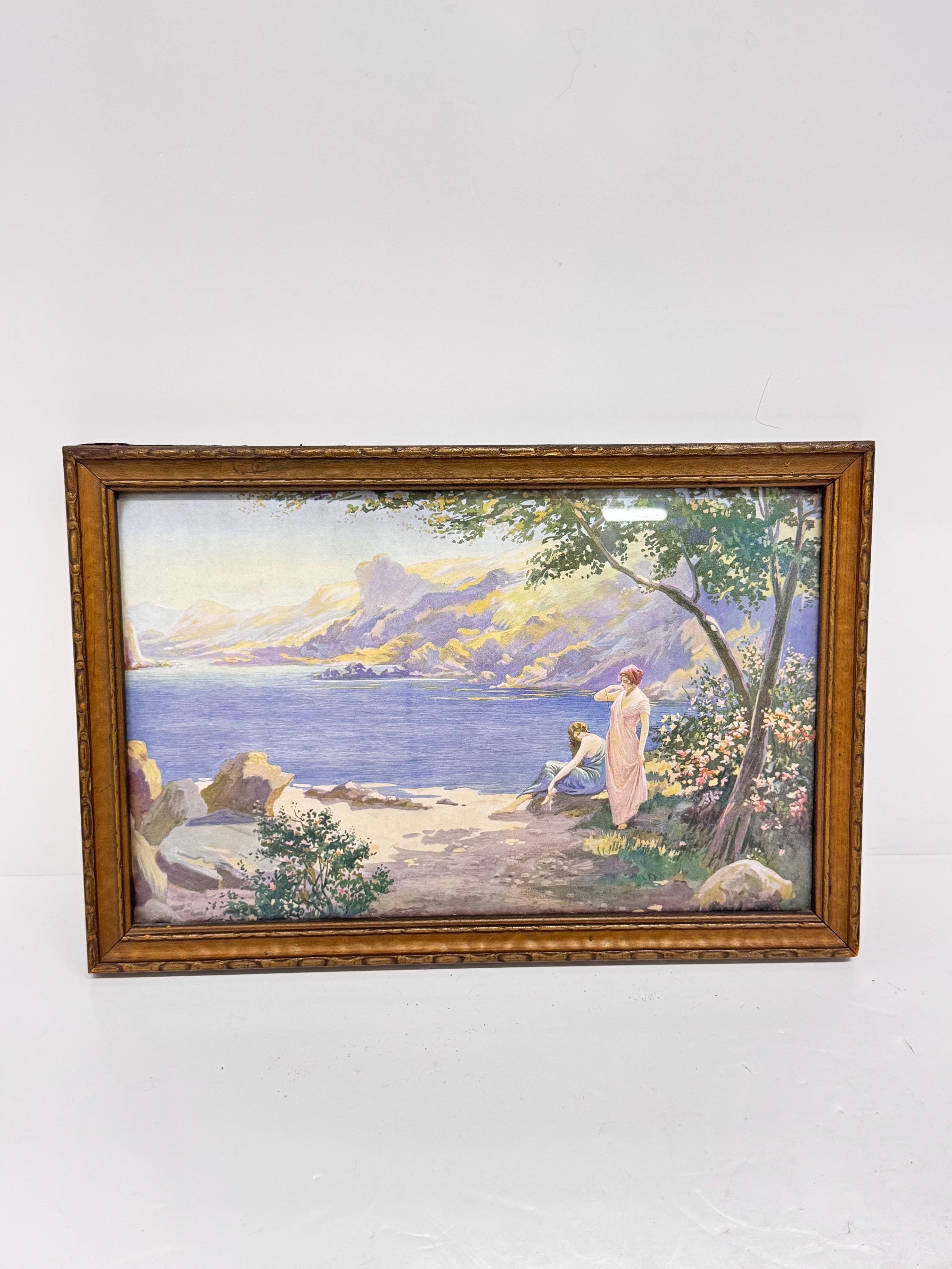 Framed Art Deco Lithograph Print: “dawn” by R Atkinson Fox