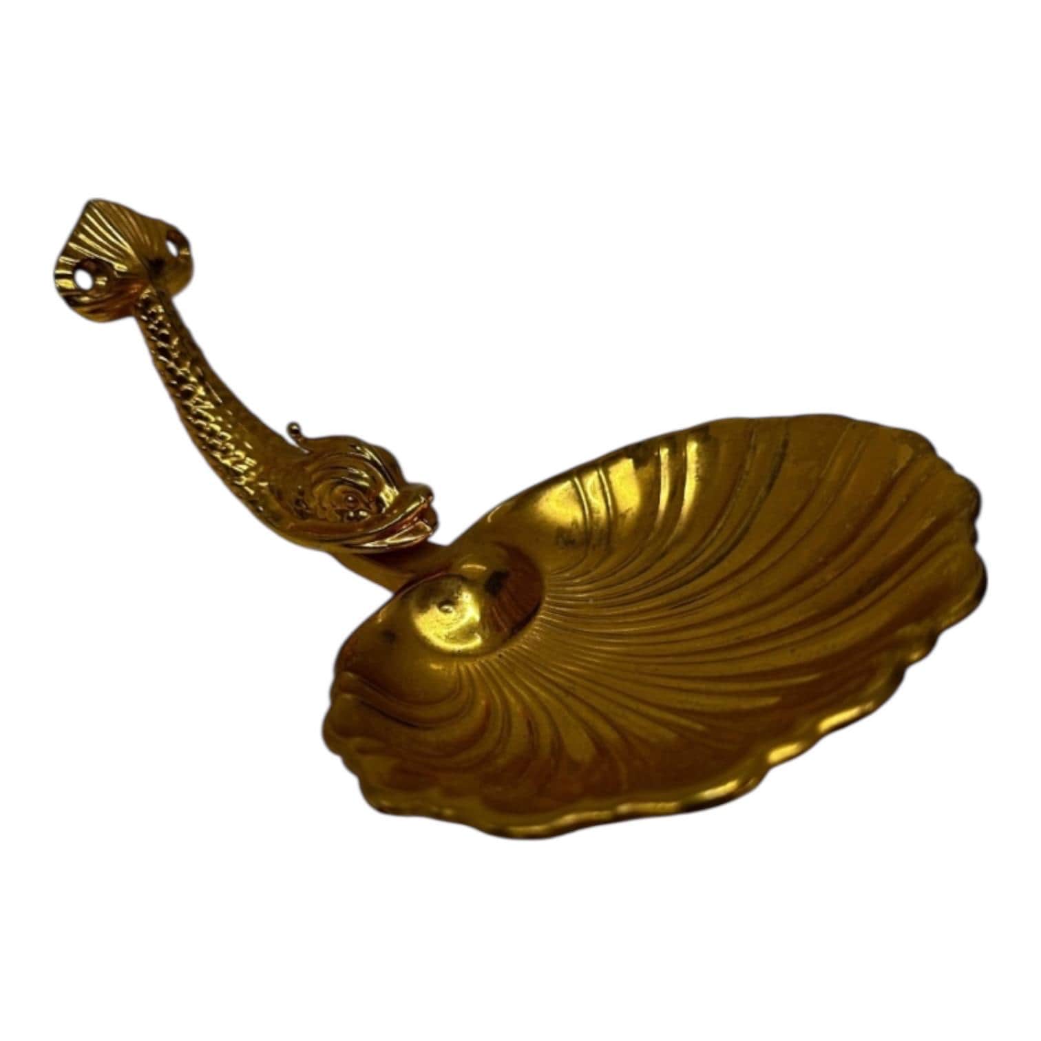 Vintage Gold-plated Dolphin Soap Dish - Lan Bar 60s Bathroom Decor