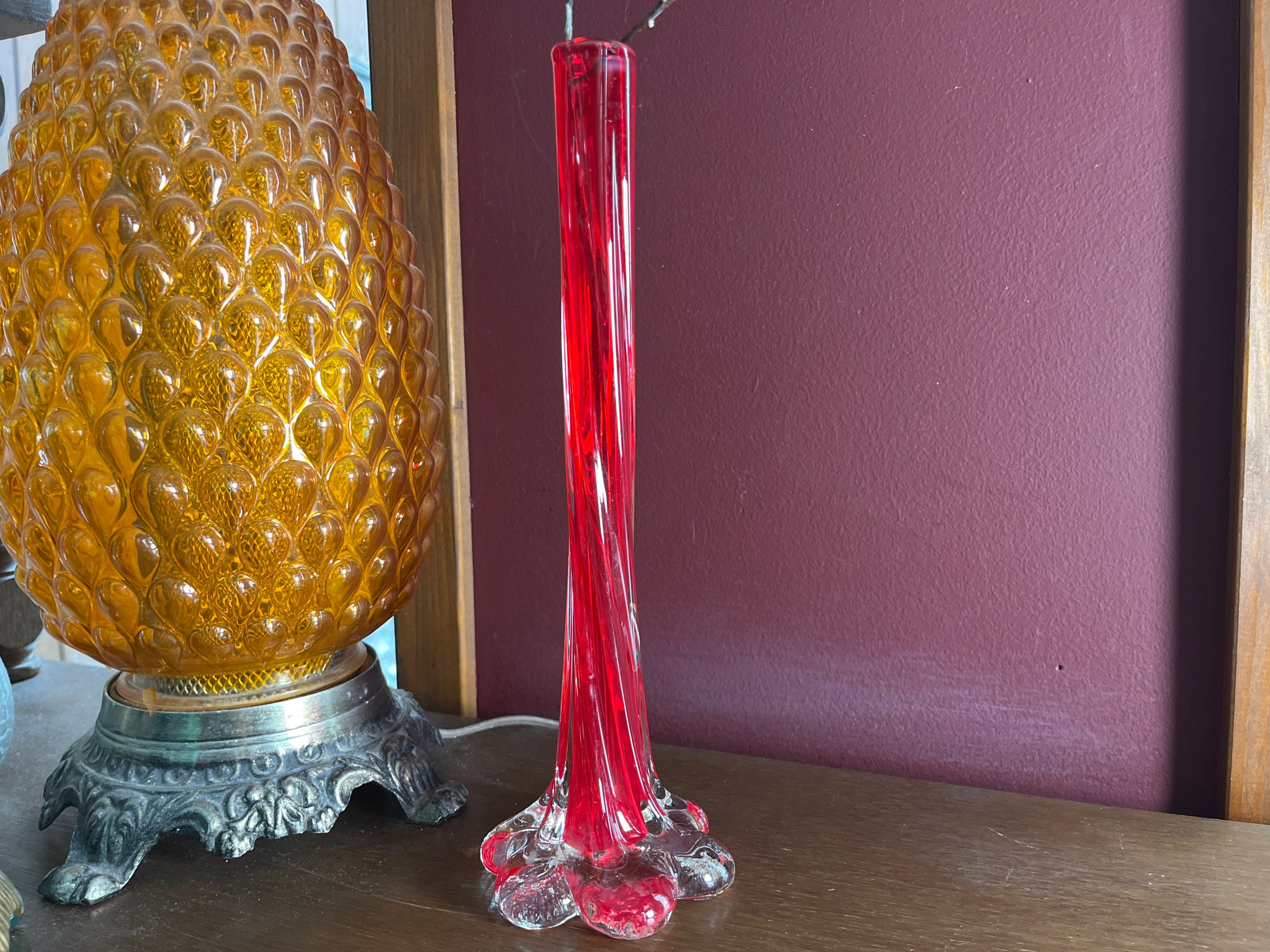 Soliflore en verre soufflé de Murano – Verre opalin rose