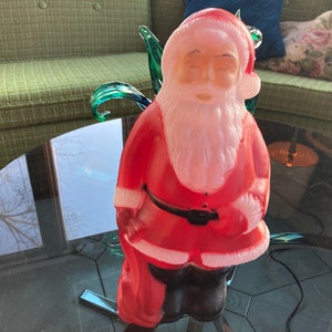 Estatueta de Papai Noel de plástico vintage moldada por sopro com saco