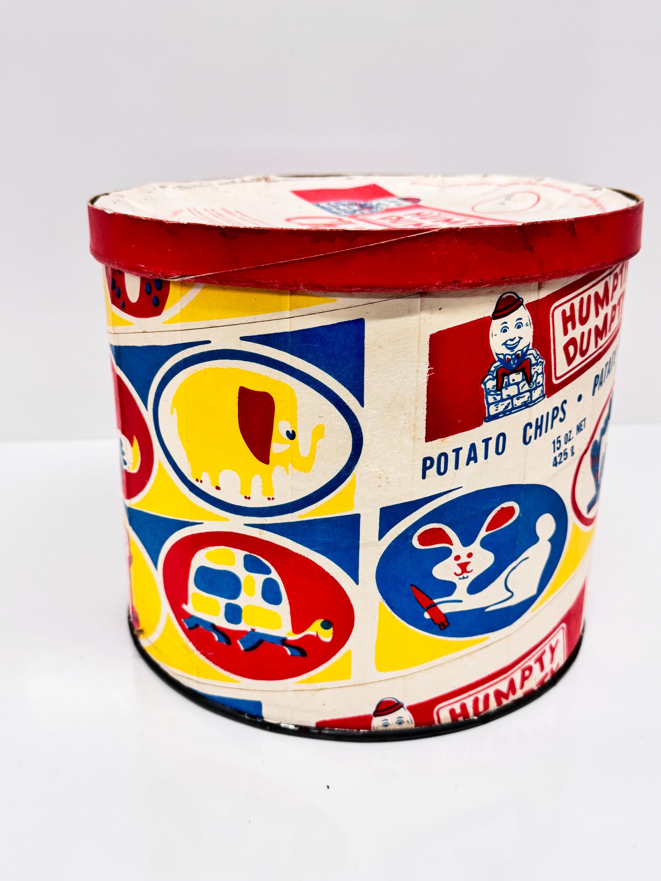 Humpy Storage Humpy Dumpty Potato Chips Vintage Storage Drum Canada Circa 60s/70s ...