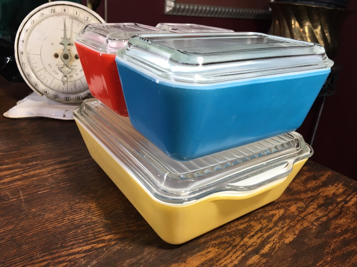 Pyrex Primary Colour Glassware Storage Container 500 C Etsy