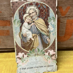 Religioso Giuseppe Bambino Gesù Immagine Sacra Religiosa Italia JGAM 8105 Vintage Anni '40 Ephemera Immagine Sacra Preghiera