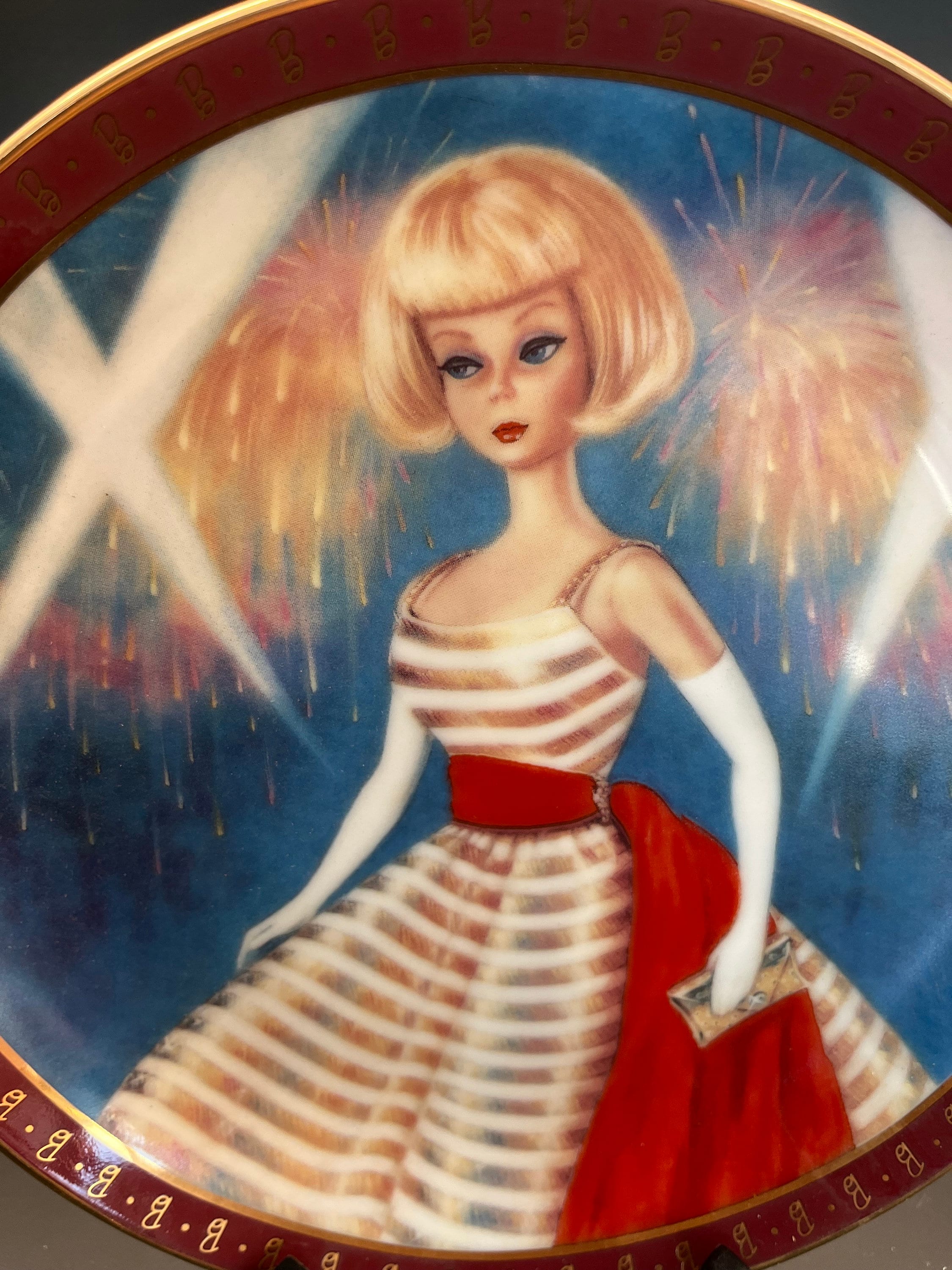 1997年バービーBarbieヴィンテージ 皿プレート限定コレクション Vintage 1965 Barbie Decorative Plate: Holiday Dance, Danbury Mint