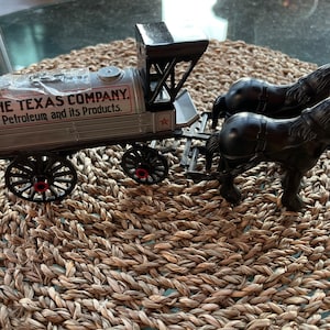 Texaco First Gear Horse and Tanker Coin Bank Vintage Metal Plastic Collectible Reproduction Texas Company Petroleum