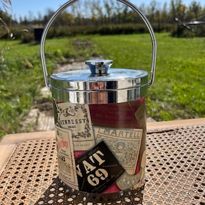 Eiskübel, Schild, Chrom, Whisky Dekor MCM, Mid Century, Barware, Bart Wagen, Vintage