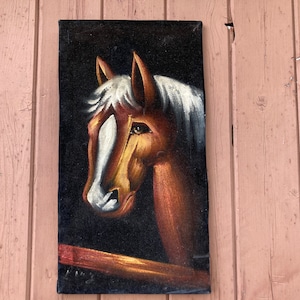 Black Velvet, Mexican, Horse, Animal, painting, Retro, Signed, Vintage, Art, Unframed