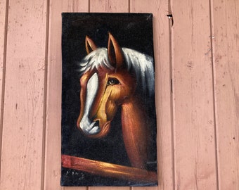 Black Velvet, Mexican, Horse, Animal, painting, Retro, Signed, Vintage, Art, Unframed
