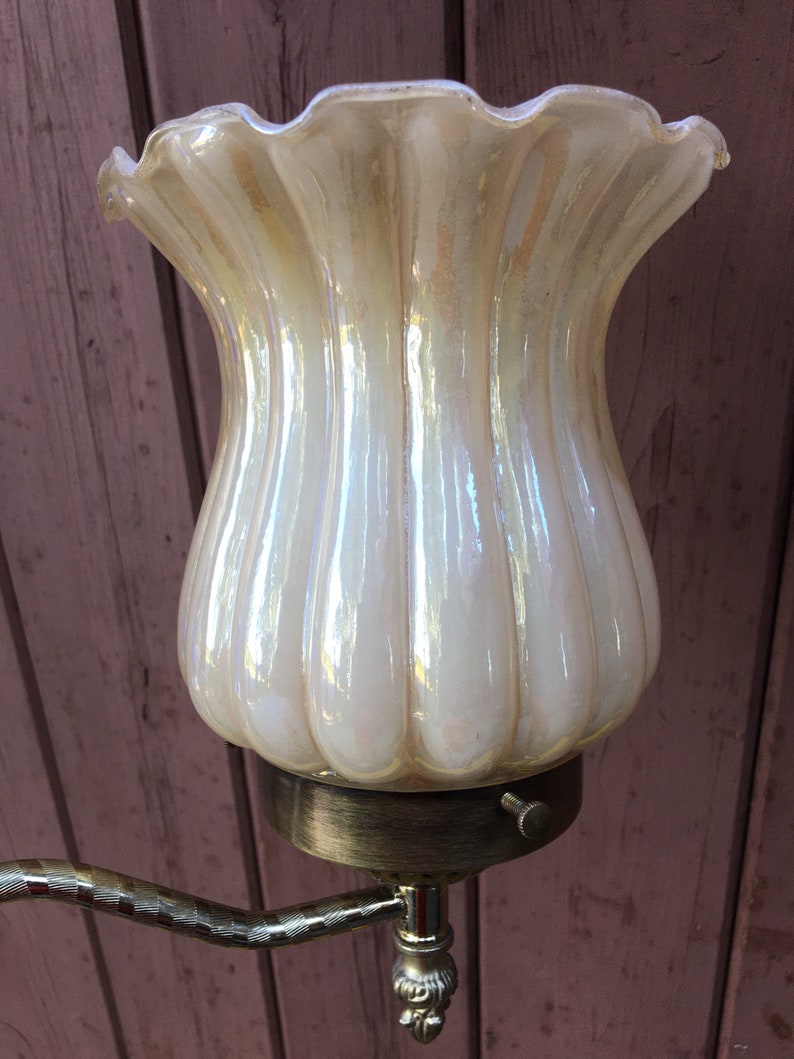 Tension Pole Lamp Glass Tulip Shade Floor Lamp Floor to Etsy