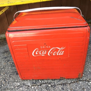 Coke, Coca Cola,  Bottle Cooler, Metal Soda Pop, Cooler, Vintage, Ice Chest, Metal,  Picnic Cooler, Collectible, Advertisement