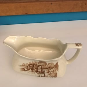 Myott Son & Co Vintage Gravy Boat Bowl Vintage English Garden Brown