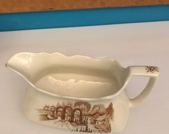 Myott Son & Co Vintage Gravy Boat Bowl Vintage English Garden Brown