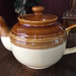 Teapot Stoneware En Gres Northland Japan Tea Pot Vintage Country Kitchen Ceramic Glaze Striped Brown