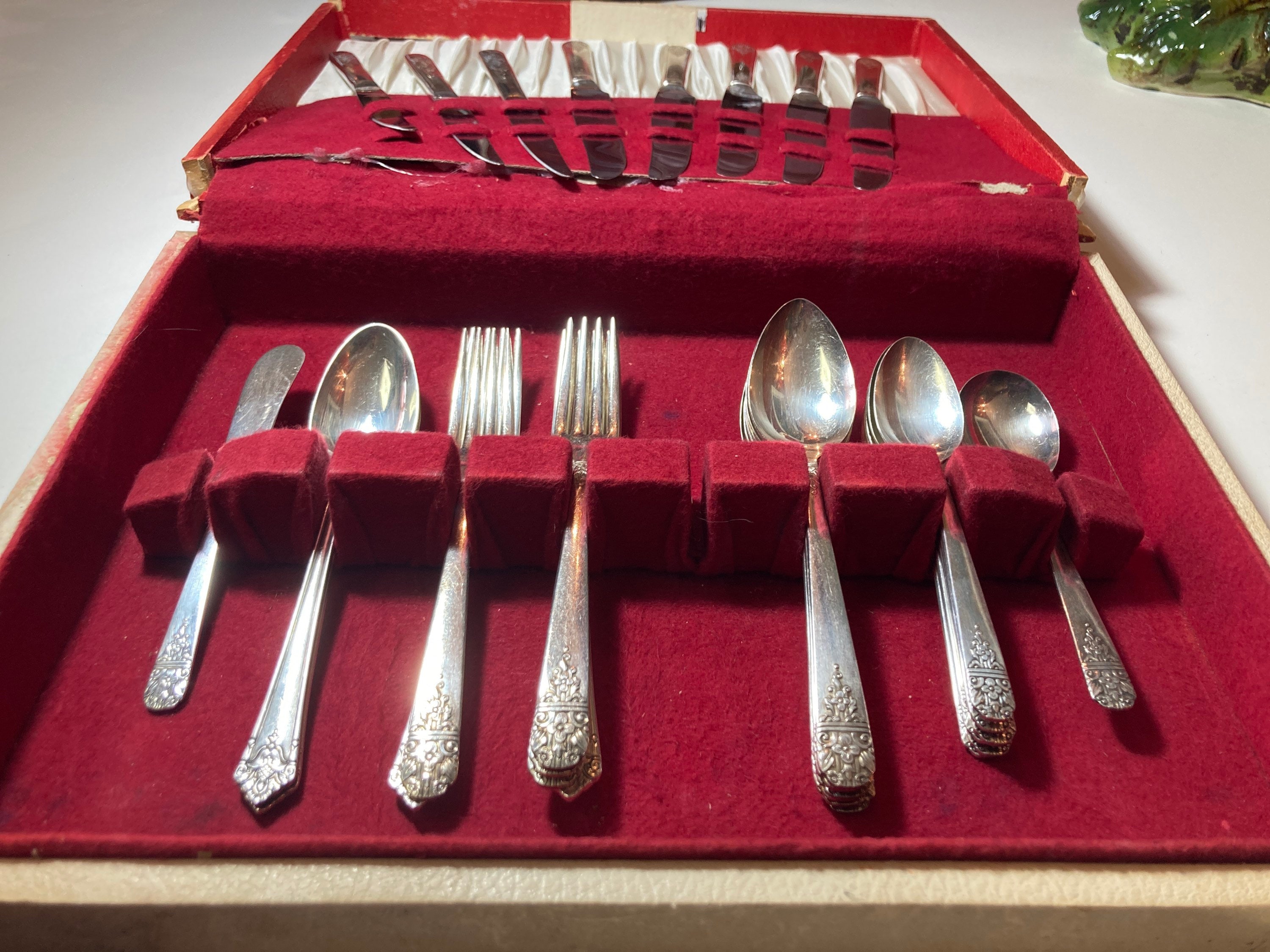 Couteaux De Table Oneida Rogers Floral – 4 Pièces, Couverts Argentés 1938