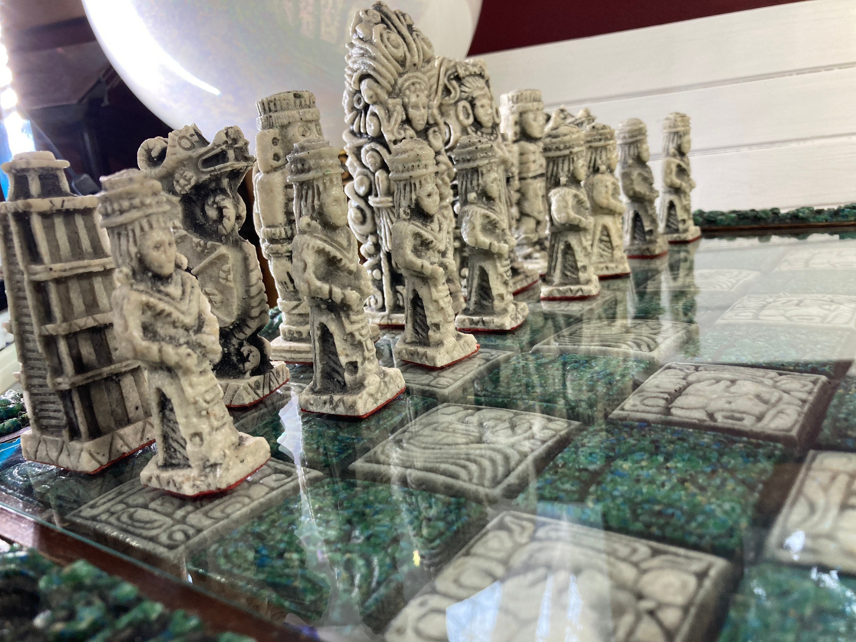 Chess Aztec Mayan Wood Resin Chess Set Stonelike Etsy