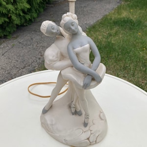 Chalkware Lamp,  Figurine,  Dancer,  Original Shade, Vintage, Retro, MCM, Chalk Ware, Art Deco, Table Lamp, Bedside Lamp, Ballet, Ballerina