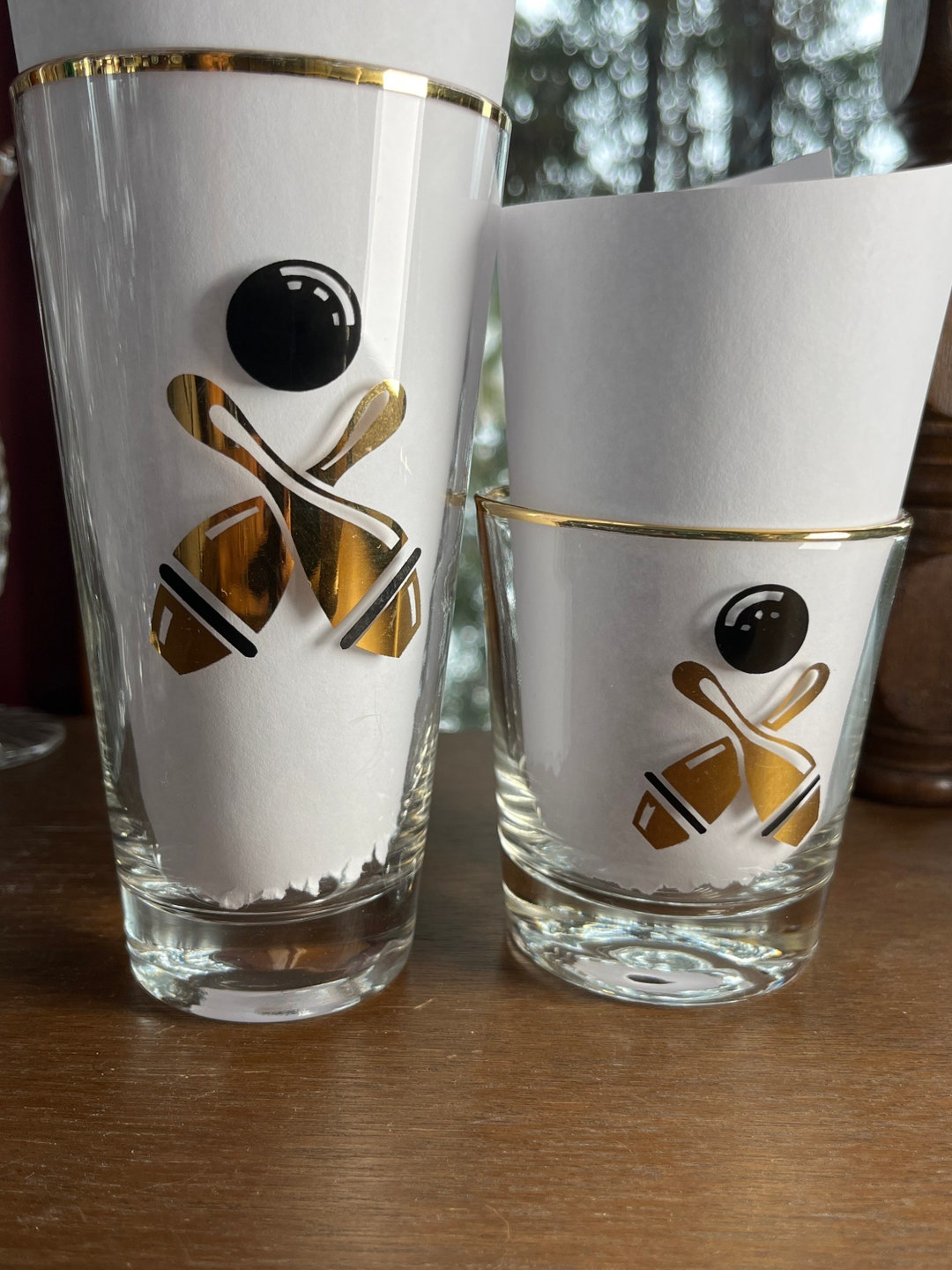 Bowling Glasses Set of Two. Highball and Lowball Mid Century Etsy