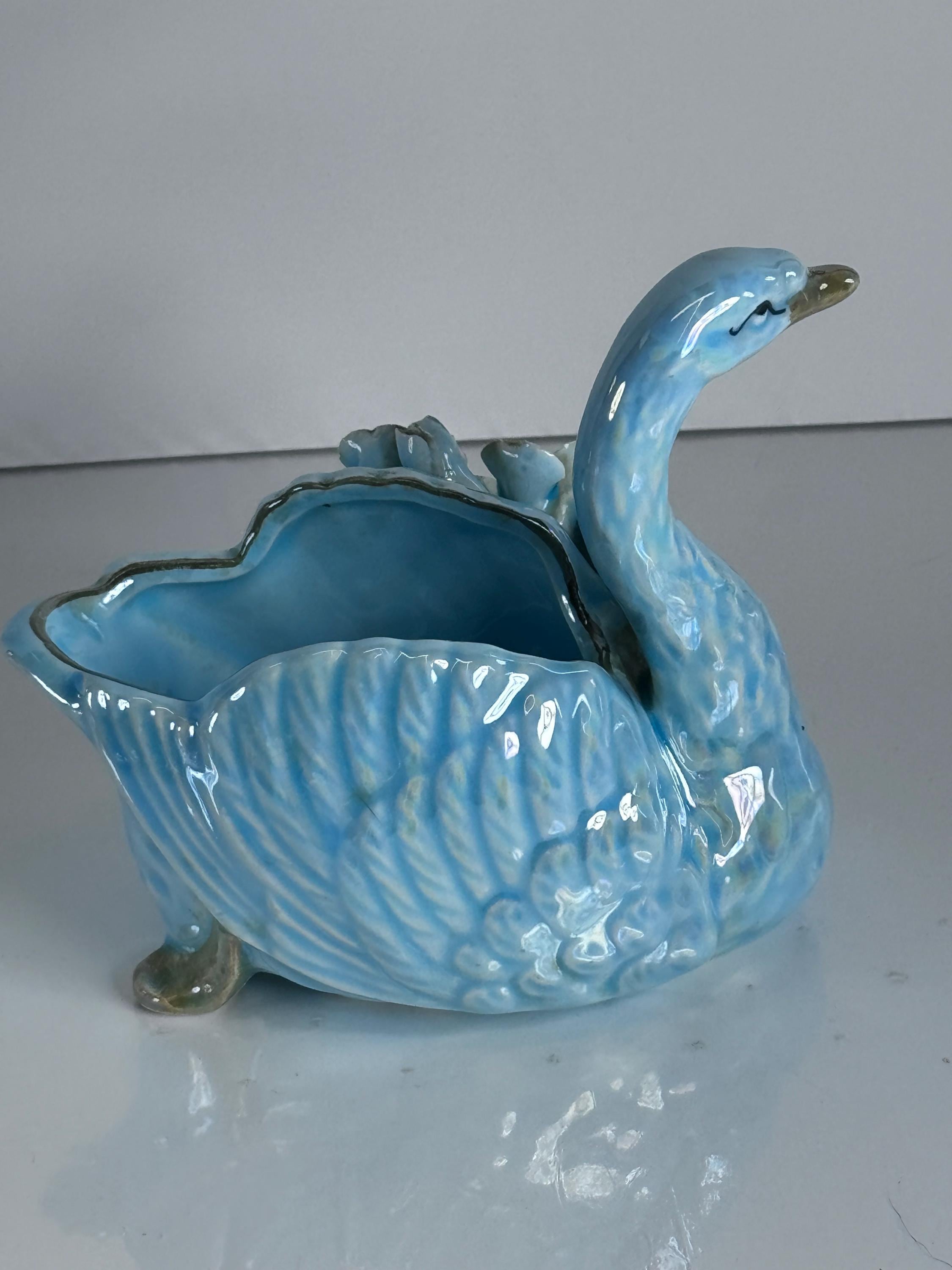 Vintage Swan Planter: Dogwood Relief, Capodimonte Style, Ceramic