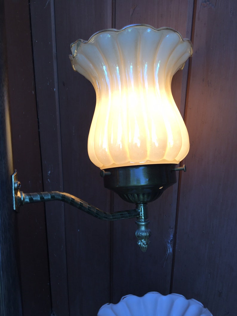 Tension Pole Lamp Glass Tulip Shade Floor Lamp Floor to Etsy