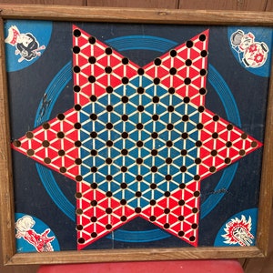 DAMAS CHINAS Marco de madera Tablero de juego de cartón Bandeja enmarcada vintage Pieza de arte Colgante de pared Juego de mármol Canadá