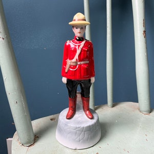 RCMP Musical Figurine Taiwan Canada Police Royal Canadian Mounted Police Vintage Ceramic Statue Collectible