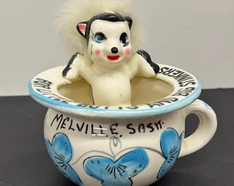 Ashtray, Ash tray, Napco of Japan's" Vintage, For Little Butts and Big Stinkers ~ Porcelian Skunk Ash Tray" Novelty, Kitschy, Vintage Mug