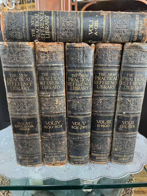 1915 Antique Reference Library: 6 Volume Set, Leather Bound - Etsy