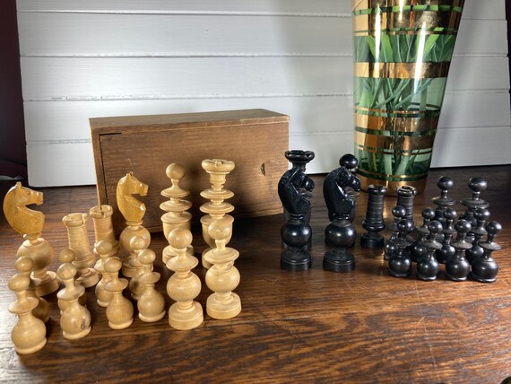 Wood turned chess deals set