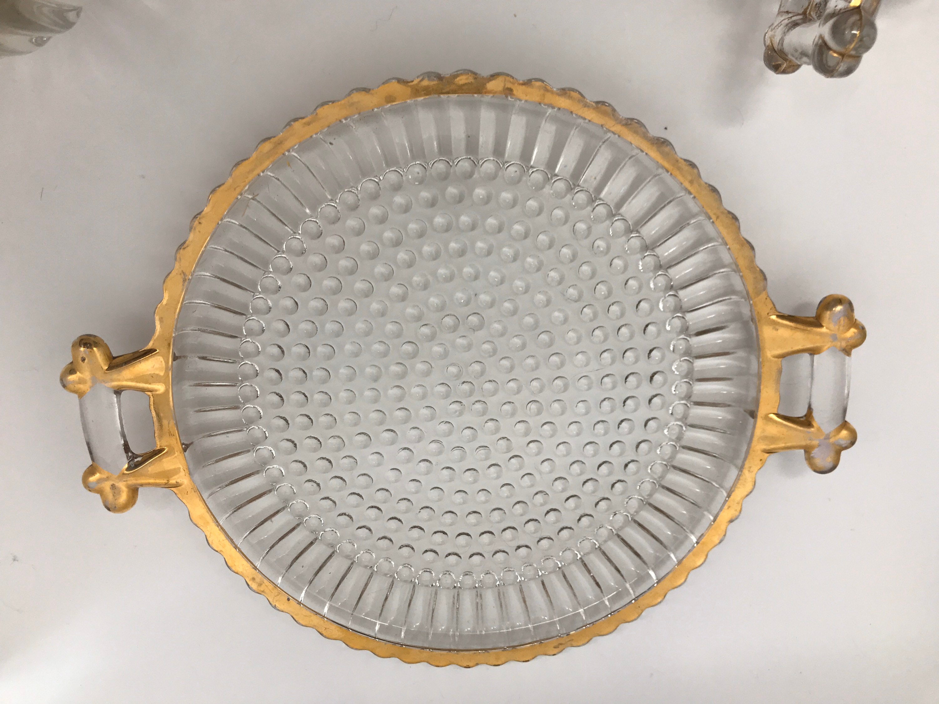 Glass Cream Sugar Tray Set National Pattern Gold Etsy