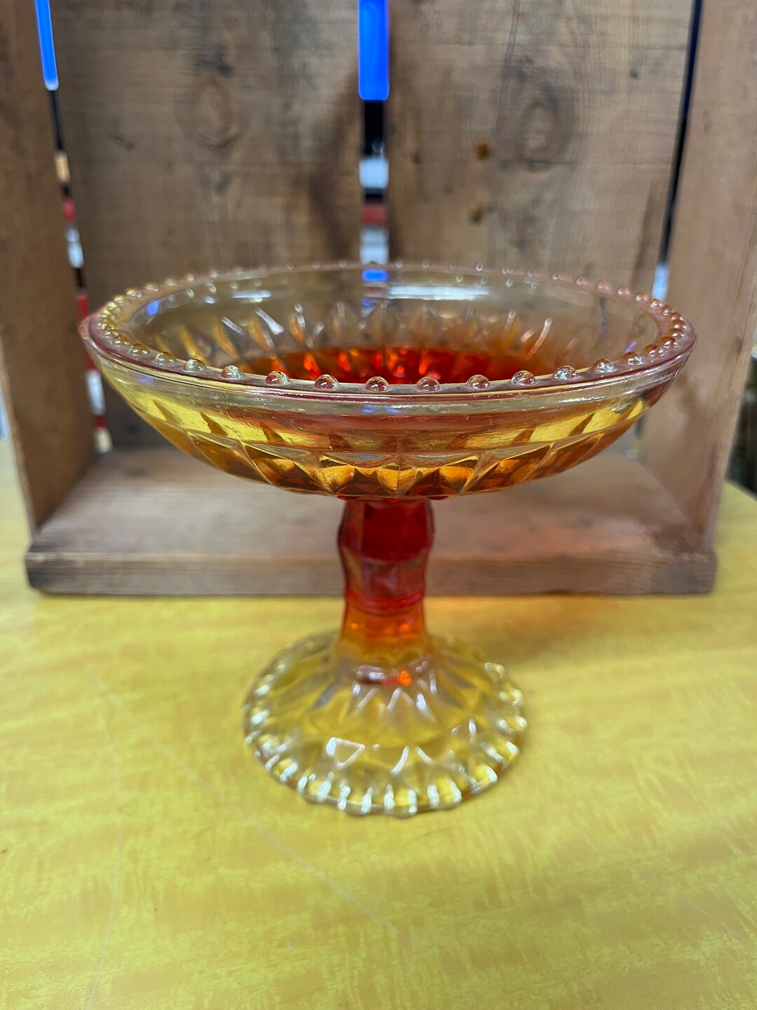 Jeanette Glass Compote, Vintage Jeannette Pressed Art Glass Footed ...