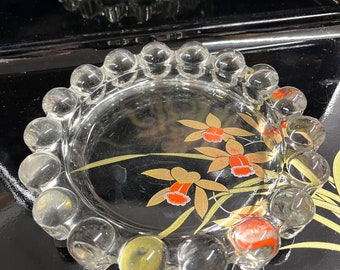 Ashtray, Vintage,  7 3/4 &quot;, Clear,  Boopie, Glass, Bubble Glass, Trinket Dish, Art Noveau, Glass Art, MCM, Bubble,