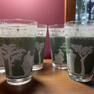 Jeanette Glass, Beer Glasses, Hellenic,, Greek, Roman, Greco, Wedgewood, Jasperware, Tumbler, Water Glass, Vintage
