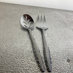 Vintage Fairlawn Stainless Steel Flatware Set: Pierced Spoon & Meat Fork