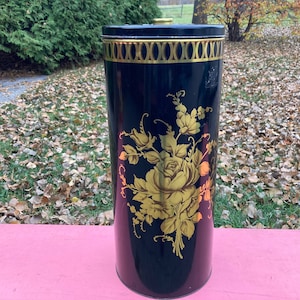 Laundry Hamper Mid Century Modern Storage Bathroom, powder room, MCM, Vintage, Counselor Hollywood Regency Decoware Can