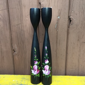 Candlesticks, Handmade, Wood, Candlestick Holder, Vintage, Boho, Bohemian, BRDR, Rasmussen, Danish Candle Holders, Turned, Modernist