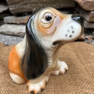 Dog, Basset Hound, Collectible, Figurine, Vintage, Hobbyist , Ceramic Glaze, Statue, Animal