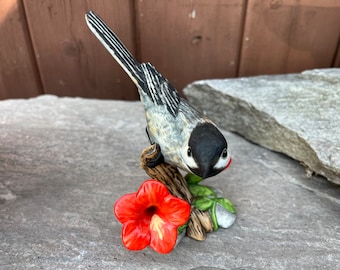 Black Capped Chickadee Franklin Mint Fine Porcelain Birds