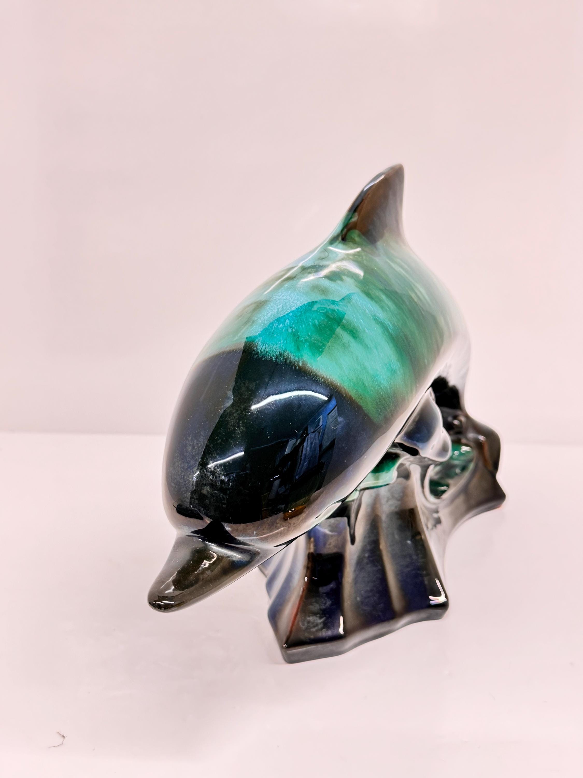 Vintage Blue Mountain Pottery Dolphin: Large Canadian Art Ceramic