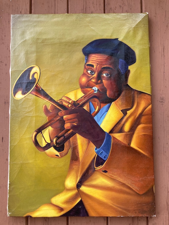 1950s Trumpeter Player Jazz Oil Painting