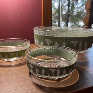 Jeanette Glass, Chip Bowl and 2 dip bowls, Hellenic, Greek, Roman, Greco, Wedgewood, Jasperware, Vintage, MCM