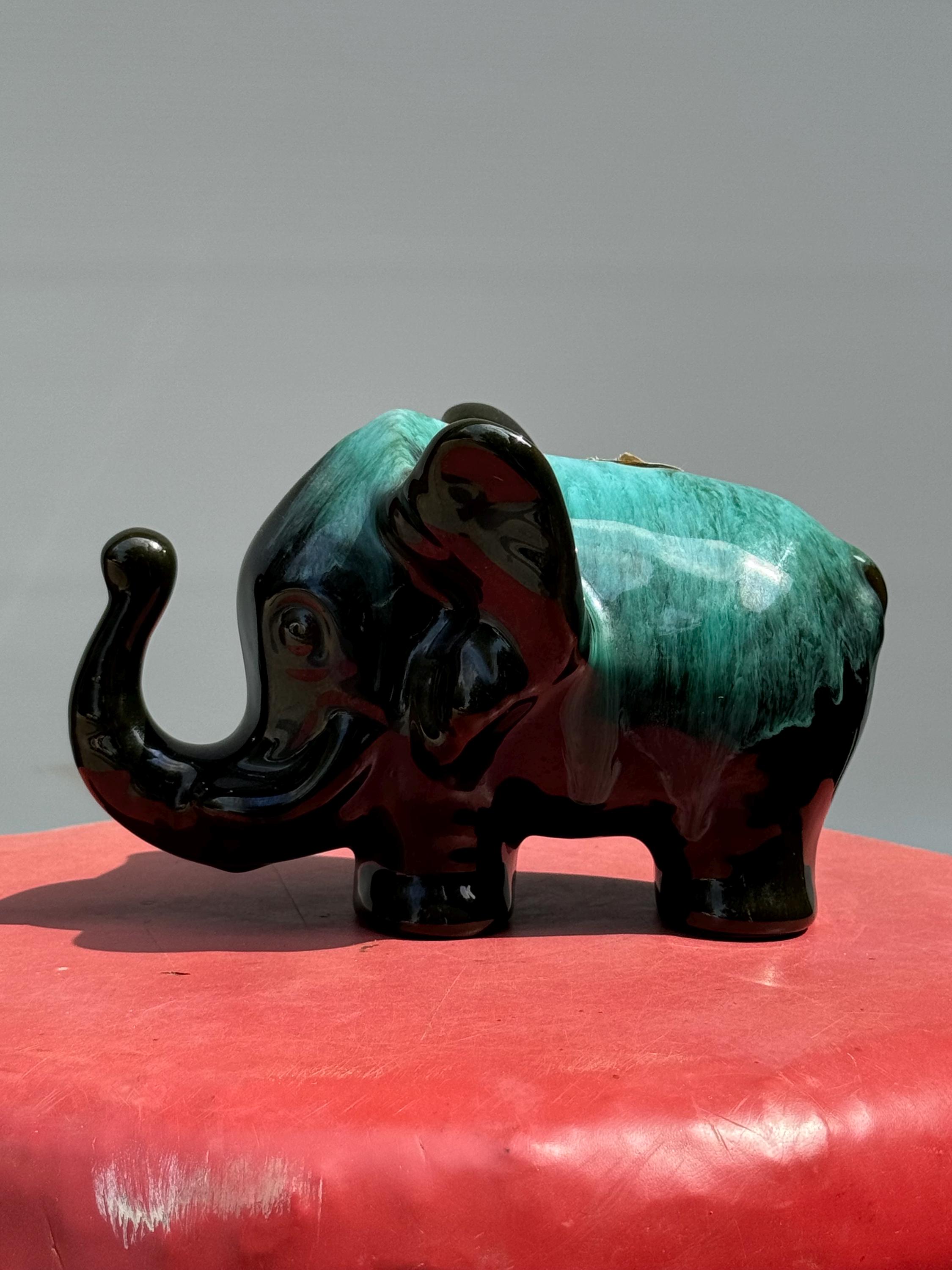 Blue ceramic elephant figurine - Etsy 日本