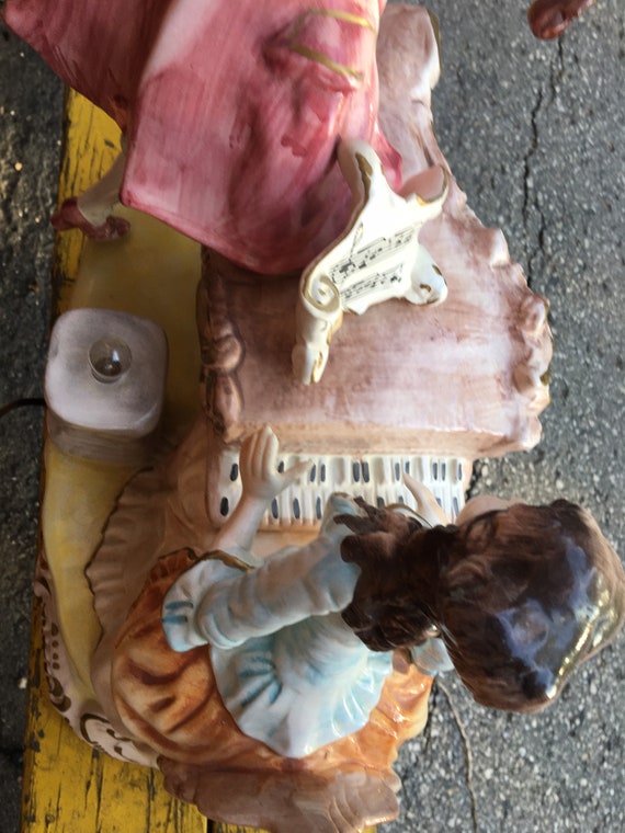 Vintage Capodimonte Lamp: Hand-painted Porcelain Musical Figurines