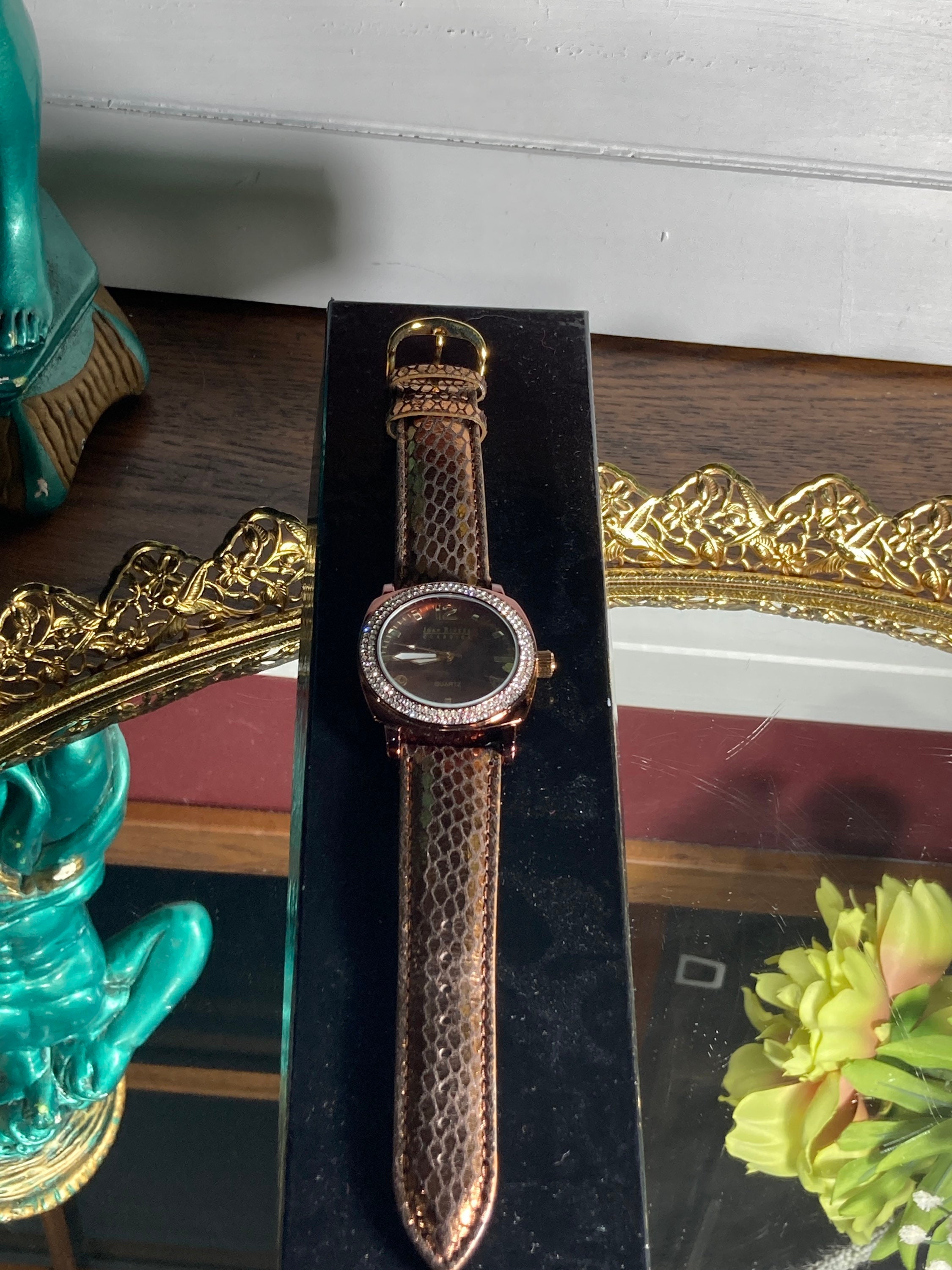 VTG NWOT Joan Rivers gold /beige Snake skin Wrist Watch Joan Rivers Watches - Etsy main image 2