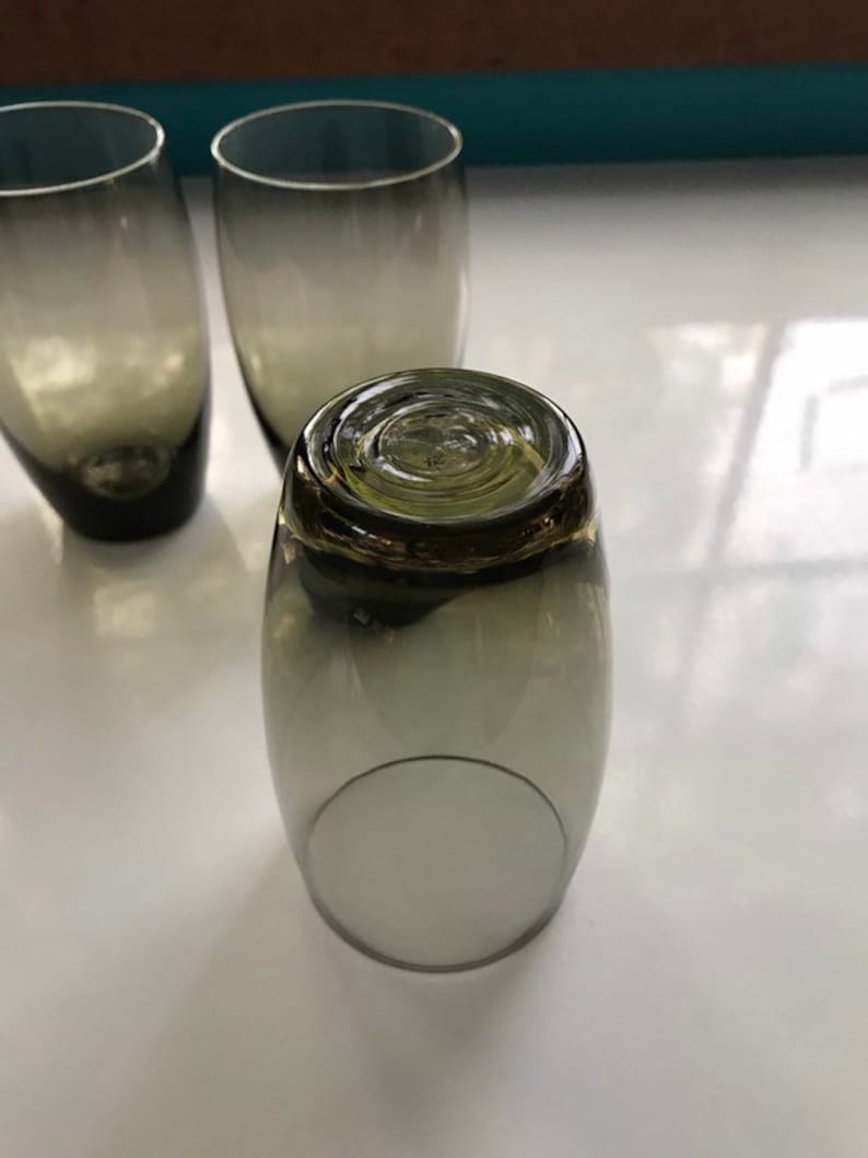 Vintage smoked green juice water glasses set of 3