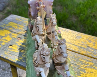 Vintage Capodimonte Porcelain Horse Drawn Carriage Figurine: Made