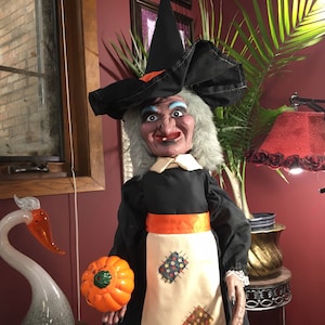 Halloween, Witch, Telco, Motion-ettes, Animated, Figurine, posable, Movement, Figure, Pumpkin, Novelty, Figurine