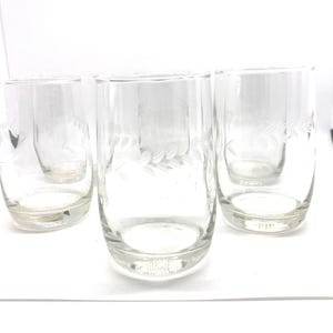 Vintage etsade vattenglas - Dominion glas vinbladsglas, set om 5