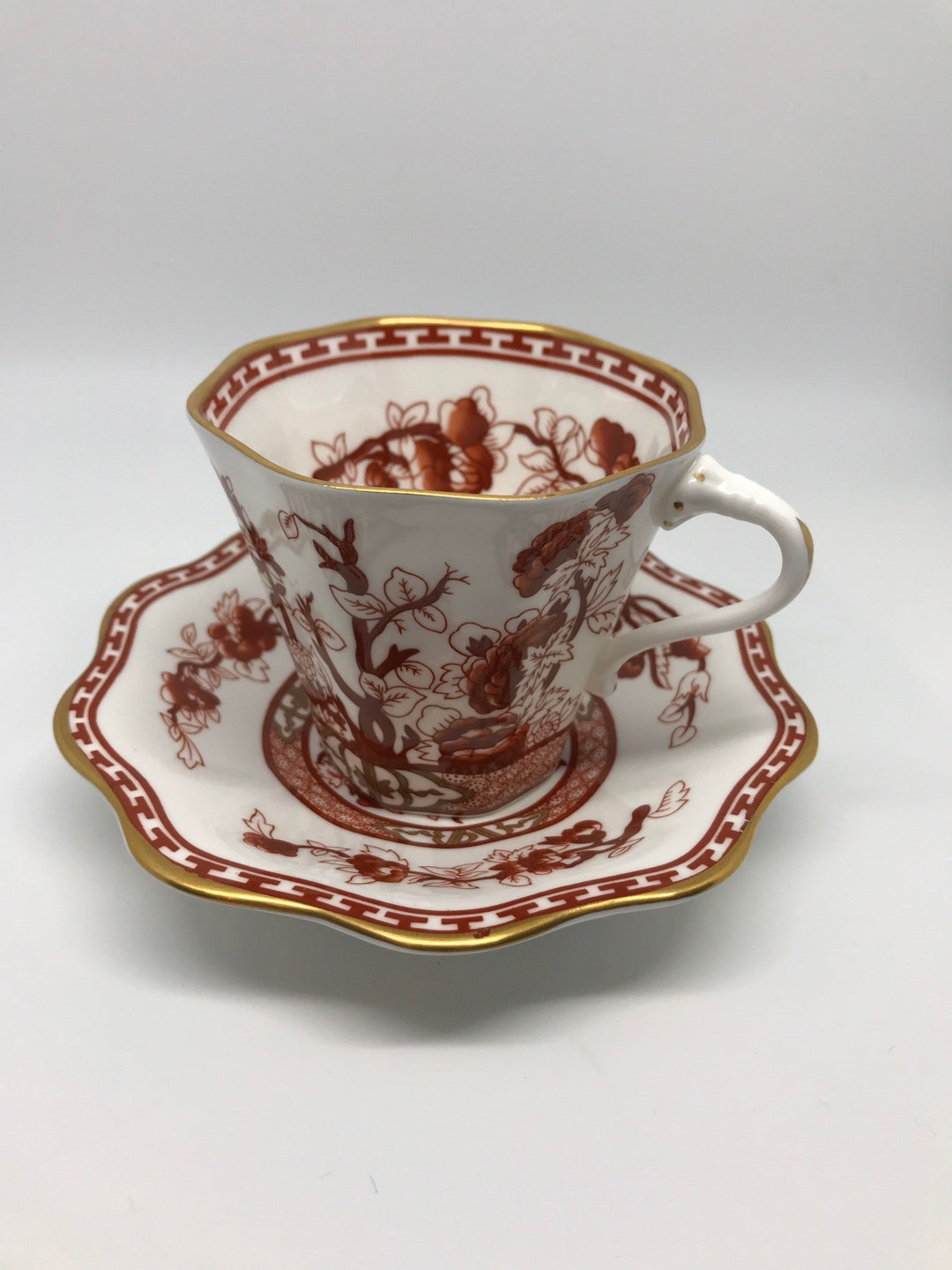 Vintage Coalport Indian Tree Coral Bone China Cup and Saucer Set