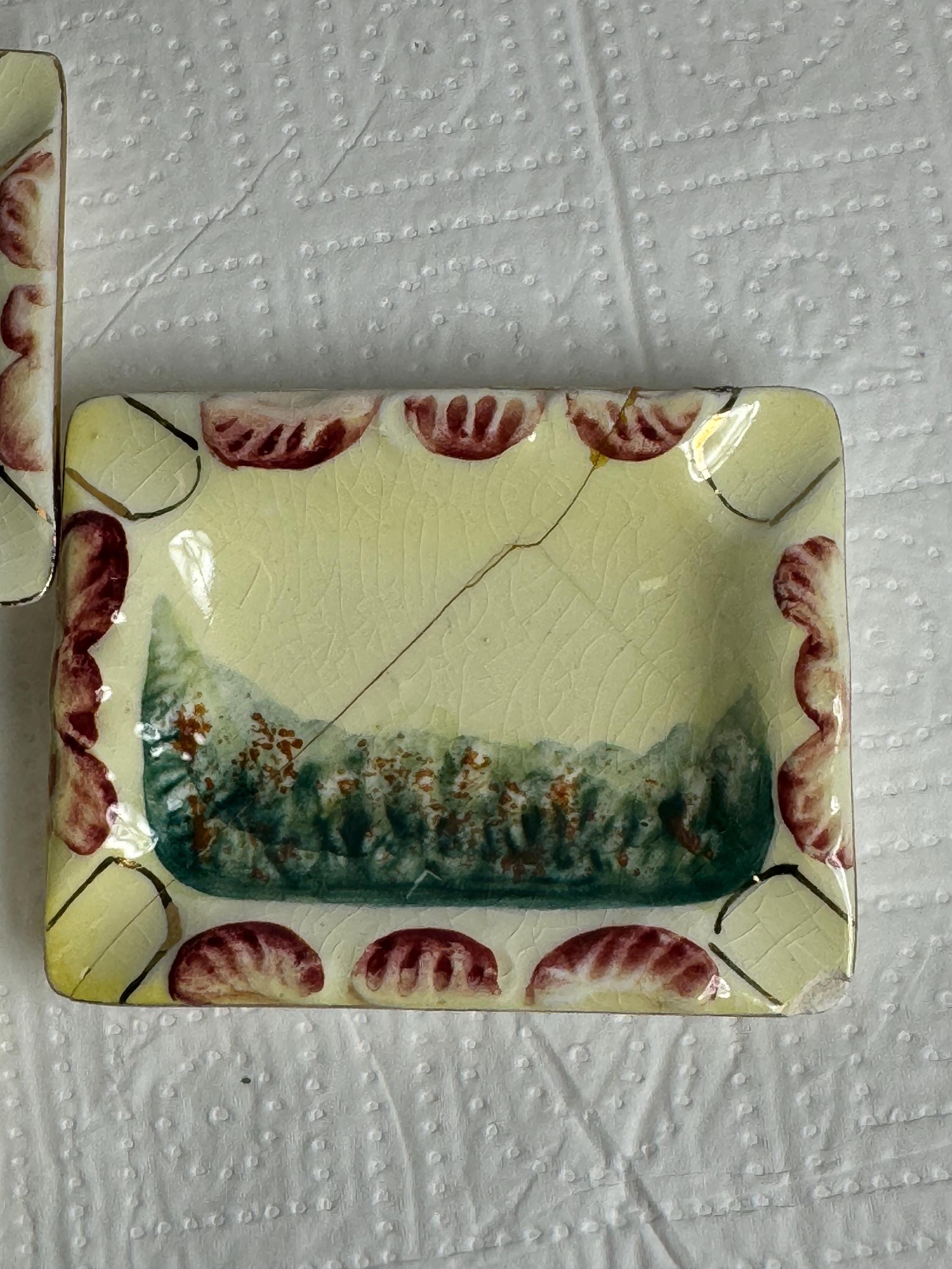 Capodimonte Style Ashtray Set: Vintage Cherub Porcelain Box, Made