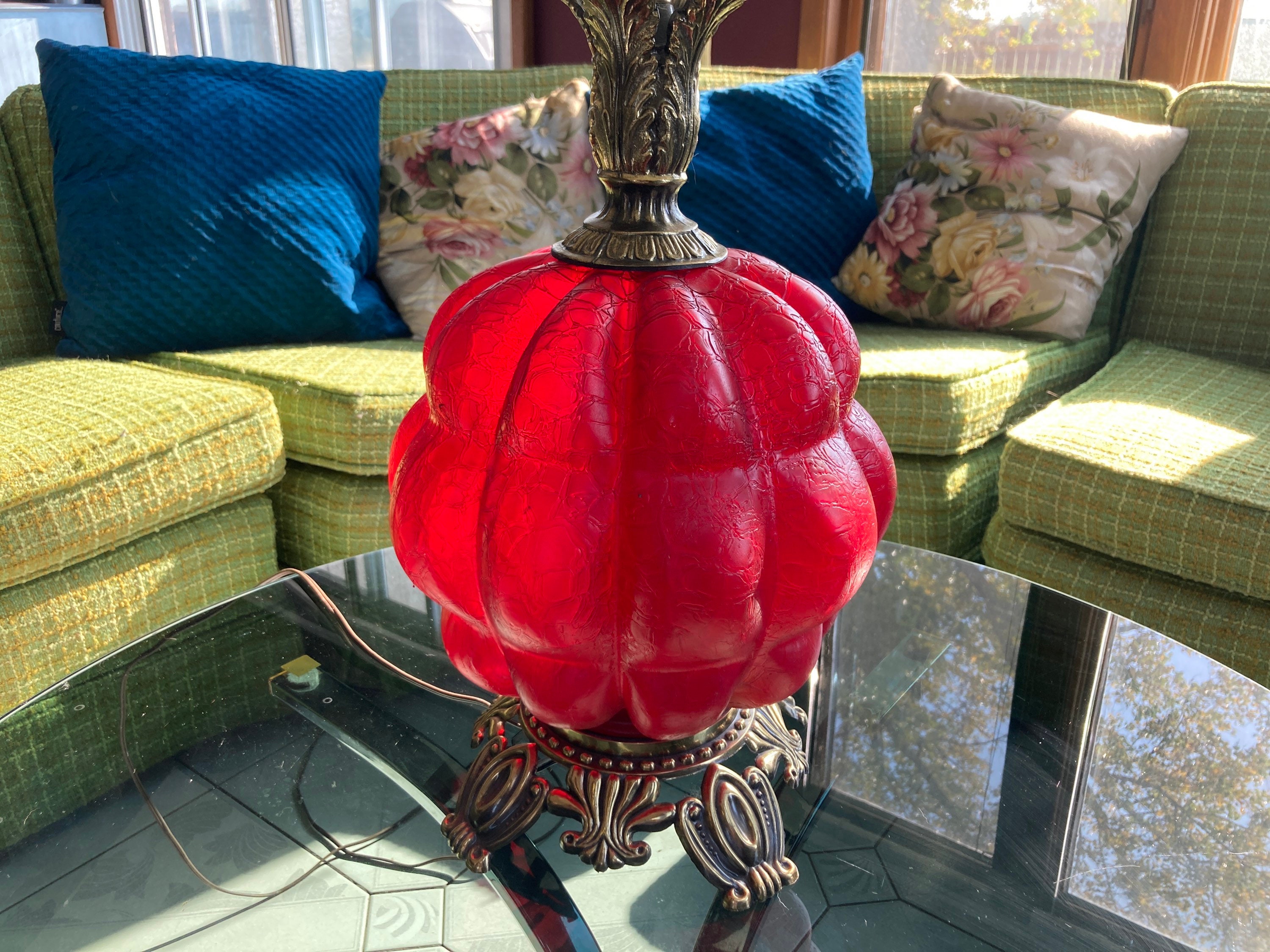 lampe Rouge Verre laiton